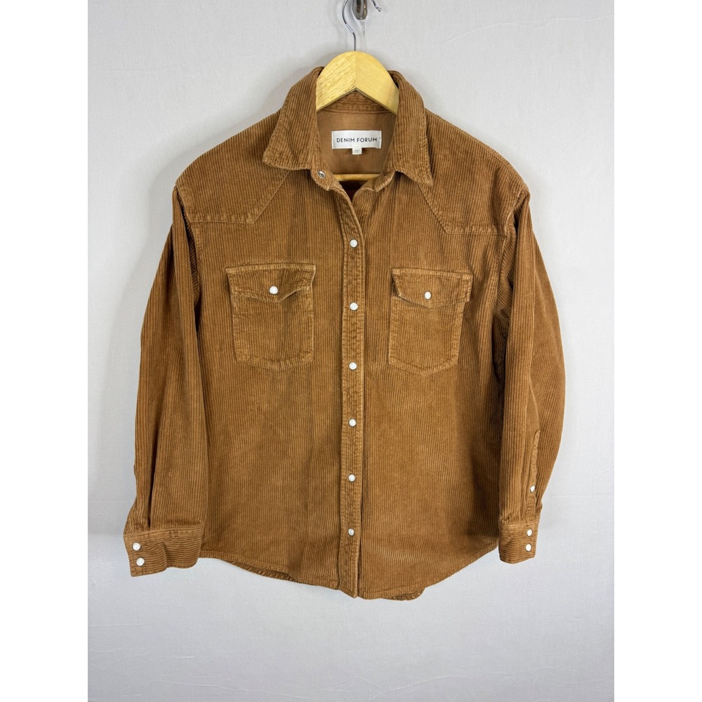 Denim Forum Corduroy Button-Down Shirt in Camel